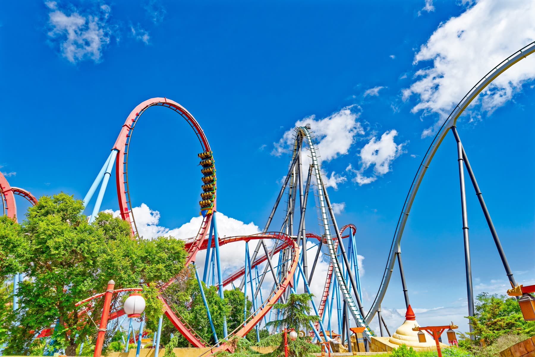 PortAventura World — Shambhala and Dragon Khan roller coasters