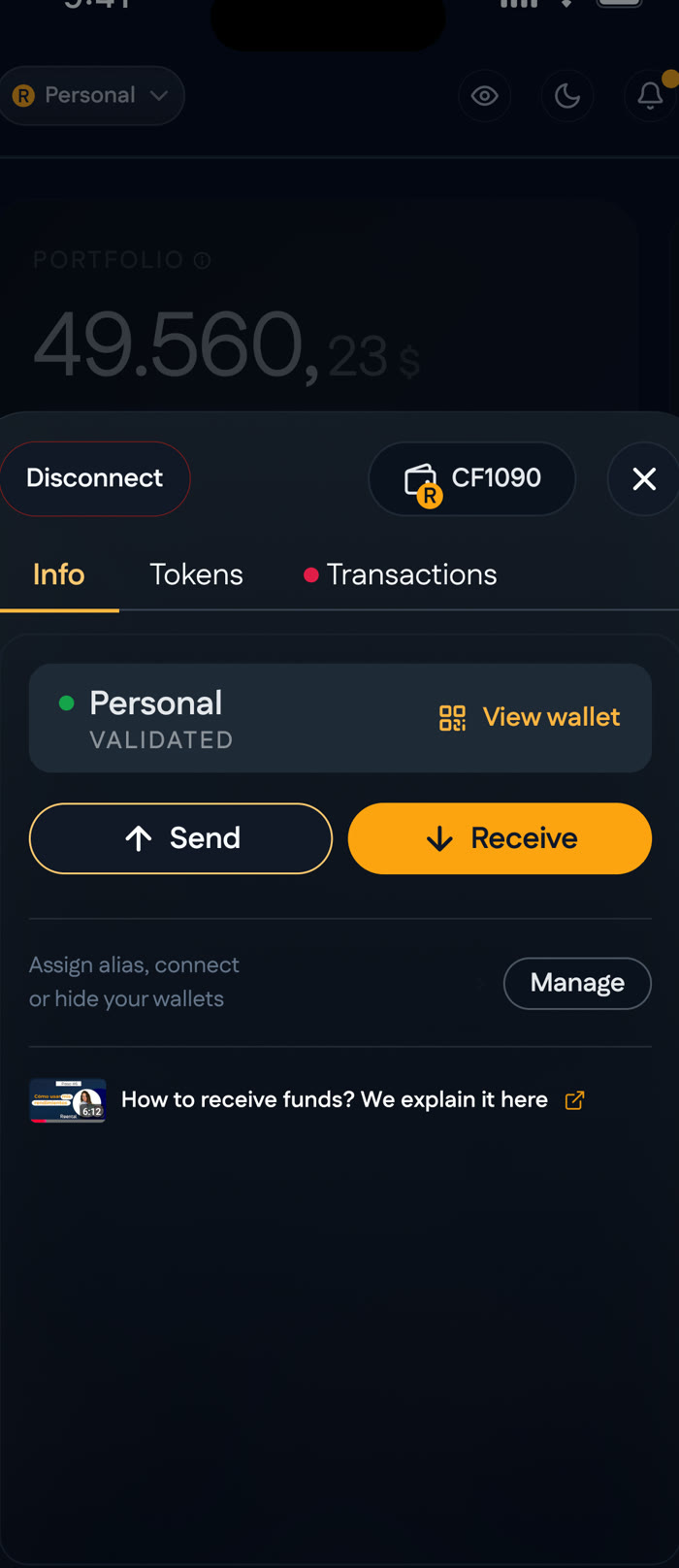 Native wallet management — Send, Receive, and Manage wallets